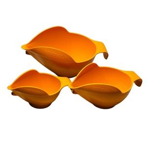 POURfect Spill Proof Mixing Bowls 3pc Set Prep Set 1, 2, and 4 Cup Orange